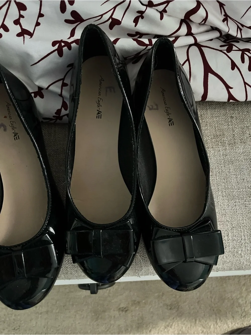 American Eagle Outfitters Black Patent Bow Ballet Flats - Women